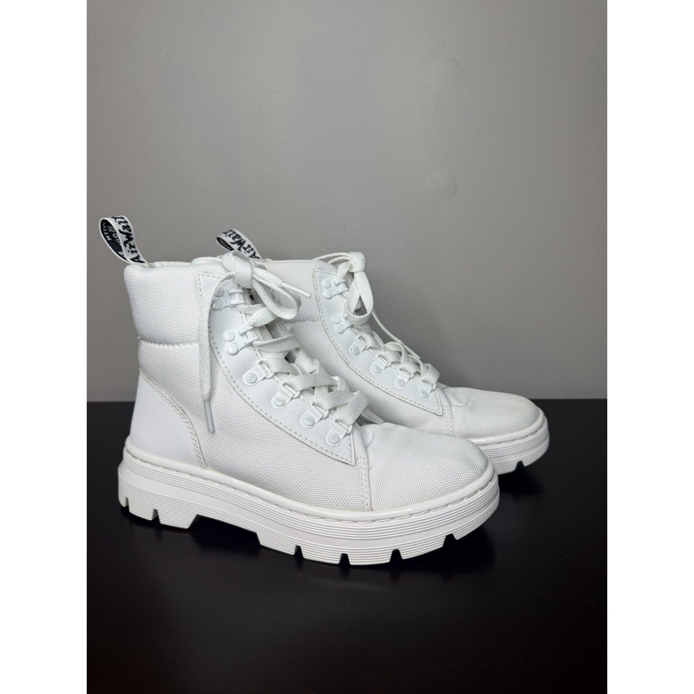 Dr Martens Combs W Boots Womens Size 7 White Combat Shoes Lace Up Ajax 25102100